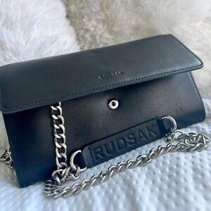 RUDSAK Black Leather Chain Wallet
